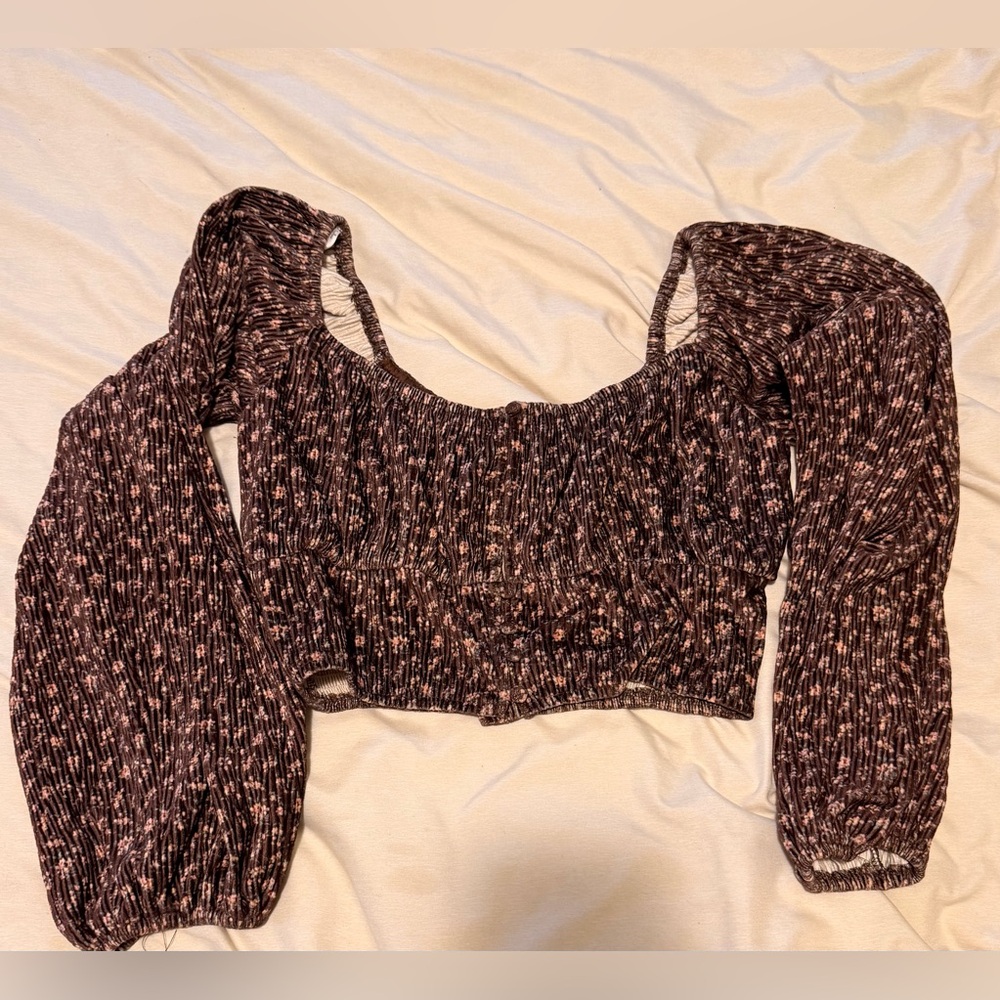 Lulu's brown and Pink Floral Blouse